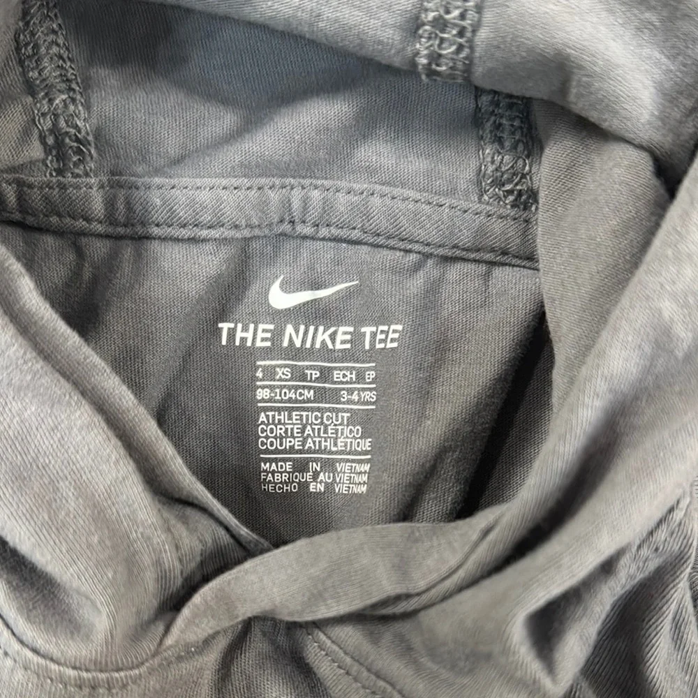 Nike Gray Tshirt Hoodie with Neon Yellow Logo Swoosh Youth Boys